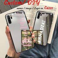 Nana Ko Electrony】เคสโลโก้ชื่อเคสโทรศัพท์สำหรับ Huawei P20 Pro P30 Lite Mate 20 Lite P40 Nova 5สุดหรูฝาครอบเฉพาะตัวแบบนิ่มกระจกเต็มรูปแบบ