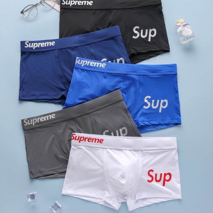 Sup Men Quality Plain Milk Silk Boxer Briefs Man Low Waist Boxers ...