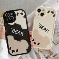 สำหรับ เคส iPhone 14 13 12 ปลอกคู่หมีการ์ตูนสำหรับ XR X XS 7 8 6 6S SE3 SE2 เคสอะนิเมะน่ารักรอบเลนส์กล้องซิลิโคนฝาครอบโทรศัพท์