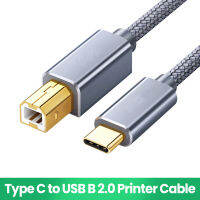 USB C Ke USB B 2.0 Pencetak Kabel Pengimbas Pencetak Jalinan untuk Epson HP Canon Brother Pro Samsung สายควบคุม MIDI