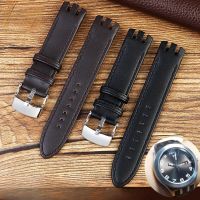 สายนาฬิกาหนังโค้งสามส้อมสำหรับ Swatchˉ Yts401 402 409 713 Ytb400 Watch Band 20