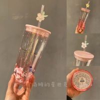 Starbuck Official Store Starbuck Cup 2022 Cherry Blossom Straw Cup Bird Song And Flower Fragrance Double Glass Pink Chinese Fengshui Cup Starbuck Tumbler Starbuck Mug