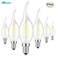 E14 LED Filament Light Bulbs 2W 4W Clear Candle Small Edison Screw C35 Warm Cool White Chandelier Lamp 20W 40W Equivalent 6Pack