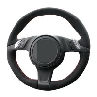 Car Steering Wheel Cover Hand Stitched Non Slip Steering Wheel Cover Black Suede For Porsche Cayenne Panamera 2010 2011 2012