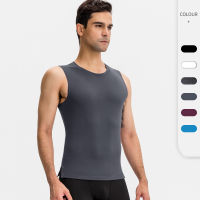 Mens fitness vest tight fitting training round neck camisole high elasticity quick drying sports running sports top