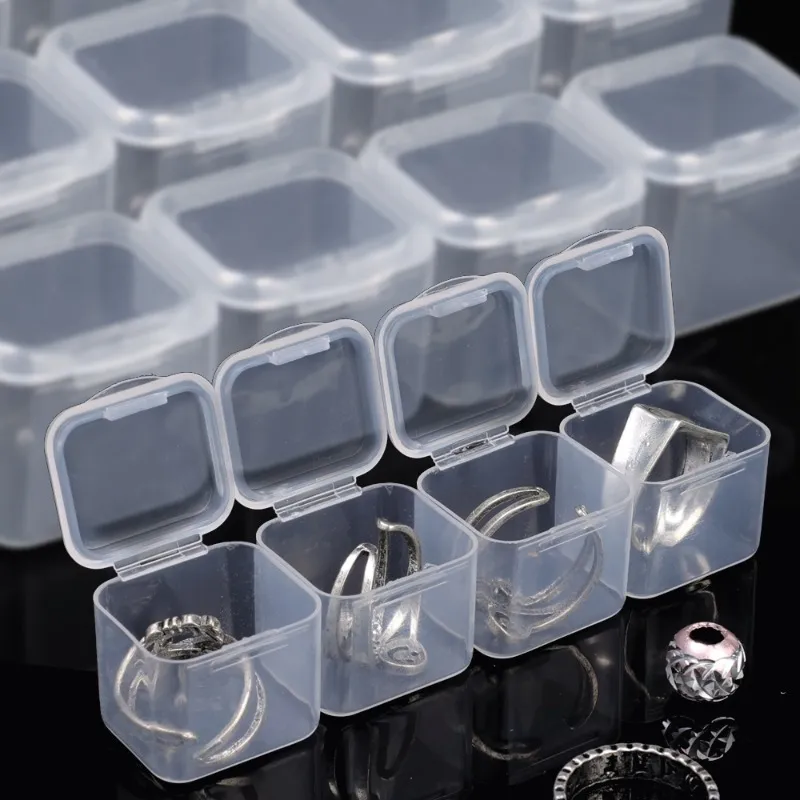 10Pcs Plastic Storage Box Mini Clear Jewelry Organizer Case Beads