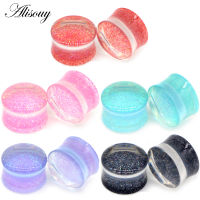 Alisouy 2ชิ้น U Nisex Multicolor ใสอะคริลิหูขยายมาตรวัดปลั๊กอุโมงค์เนื้อ F Lare อานเจาะเครื่องประดับร่างกาย