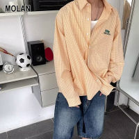 MOLAN เสื้อคู่ชายเสื้อกันแดดชุดลำลองย้อนยุคเสื้อคู่ของเสื้อสเวทเชิร์ตแขนยาวลายสก็อต