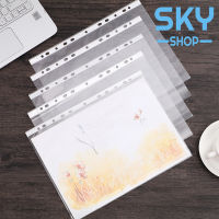 SKY (100Pcs)แฟ้มโชว์พลาสติก 11รู ขนาดA4 ซองเอกสาร ซองโปร่งใส เครื่องเขียน 100pcs A4 Folders Filing Wallets Transparent File Booklet