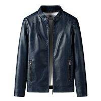 การค้าต่างประเทศ Leather Mens Jacket Large Size Collar Motorcycle Warm