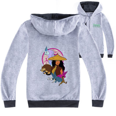 Raya And The Last Dragon Black/grey Boy S Cotton + Polyester Hooded Zipper Sweater Spring And Autumn Kid S Clothing Long Sleeve Jacket For Boys 15 Years Old Girls 3-16 Yrs ซื้อทันทีเพิ่มลงในรถเข็น