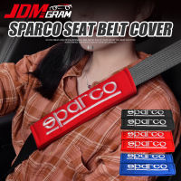 แผ่นปิดเข็มขัดนิรภัยรถ SPARCO 2ชิ้นแผ่นรองไหล่คาดเข็มขัดนิรภัย JDM หมอนอิงตกแต่งเข็มขัดนิรภัยอเนกประสงค์สีดำแดงน้ำเงินอุปกรณ์ตกแต่งภายในรถยนต์