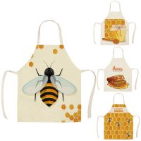 1 Pcs Kitchen Natural Honey Moon Bee Apron Sleeveless Cotton Linen Aprons for Men Women Home Cleaning Tools