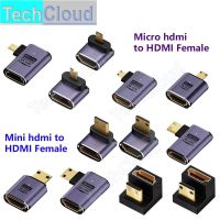 【DT】UHD 8K 60Hz HDTV V2.1 Adapter 180 Degree down Angle Mini/Micro HD Male To HDMI-Compatible Female Adapter Connector  hot