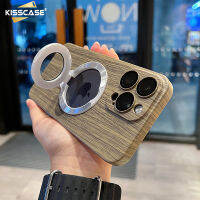 KISSCASE เคสมือจับสำหรับโทรศัพท์มือถือบางเฉียบลายไม้หรูหราสำหรับ IPhone 15 14 13 12 Pro Max สำหรับ Magsafe เคสป้องกันเลนส์แก้วกันกระแทก