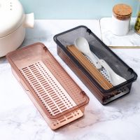 Plastic Kitchen Chopstick Storage Box Spoon Fork Organizer Box Cutlery Drainer Box With Lid