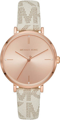 Michael Kors Womens Jayne Three-Hand Rose Gold-Tone Alloy Watch MK7128