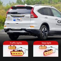 ไฟเบรคไฟหน้ารถตัดหมอกหลัง2016 2015 CRV CR-V Honda สำหรับโคมไฟกันชนไฟรถยนต์ LED สะท้อนหลัง2ชิ้น