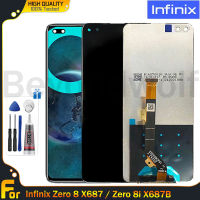 Beyondwolf จอ LCD แบบดั้งเดิมสำหรับ Infinix ศูนย์8/ศูนย์8i อะไหล่ชิ้นส่วนจอสัมผัสแอลซีดีของเครื่องแปลงดิจิทัลแอลซีดีสำหรับ Infinix ศูนย์8 8i X687 X687B