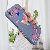 เคส PMP สำหรับ Tecno Spark 4 Lite Tecno Spark 5 Air เคสโทรศัพท์ผีเสื้อสีสันสดใสลายดอกพีชบานขอบสี่เหลี่ยมปลอกซิลิโคนน้ำคลุมทั้งหมดกล้องปกป้องเคส