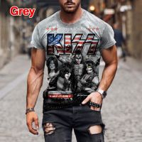 Summer New KISS Fashion 3D Printing Casual Mens Round Neck Short Sleeve Tops T-shirt