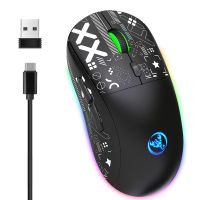 เมาส์สำหรับเล่นเกมส์ไร้สาย Tri-Mode 2.4GHz Dual-Bluetooth-Compatible 3600เซ็นเซอร์วัด DPI Hot-Swappable RGB Light เมาส์เล่นเกมส์