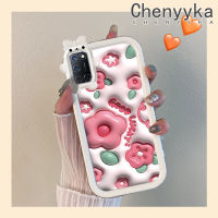 เคส Chenyyka สำหรับ OPPO A52 A72 A92 4G เคสการ์ตูนดอกไม้สีชมพู3D สีสันสดใสใหม่กันกระแทกซิลิโคนที่สร้างสรรค์เคสโทรศัพท์โปร่งใสน่ารักเคสป้องกันเลนส์กล้องลายสัตว์ประหลาดน้อย