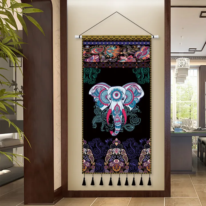 Thailand Indian tapestry hanging cloth Southeast Asia hanging cloth living room  background wall porch elephant decorative painting | Lazada PH