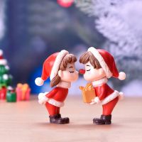 【CW】 Christmas Gift Couple Little Dolls Santa Claus Dolls Decorations Micro landscape Creative Crafts Cake Decoration