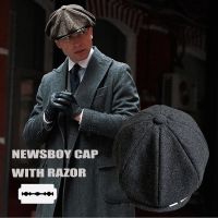 ℗ Vintage Mens Newsboy Cap With Blades Peaky Blinders Women Men Berets Classic Woolen Octagonal Caps Casual Gatsby Flat Hat NZ297