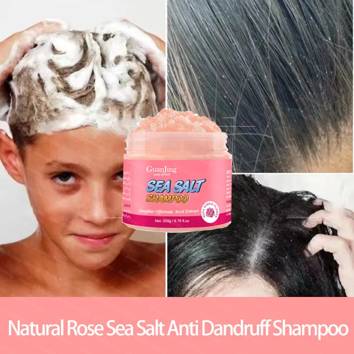 Natural Rose Sea Salt Anti Dandruff Shampoo for Balancing Water and Oil