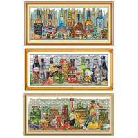 Wine vegetables cartoon counted printed on the canvas 11CT 14CT DIY kit Cross Stitch embroidery needlework Sets home decor