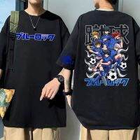 Anime Blue Lock Isagi Yoichi Graphic T-Shirts Crewneck Men Manga 100% Cotton Tee Shirt MenS Harajuku Oversized Streetwear