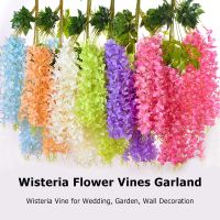 Wisteria Artificial Flowers Vine Wreath Wedding Arch Decoration Leaf Rattan Trailing Silk Flower Ivy Wall Decor Plants