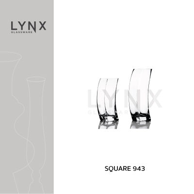 LYNX - SQUARE 943 - แจกันแก้ว แฮนด์เมด ทรงเหลี่ยมเฉียง เนื้อใส มีให้เลือก 2 ขนาด คือ ความสูง 19 ซม. และ 23 ซม.