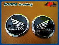 HONDA MONKEY SIDE FUEL TANK ALUMINIUM "BLACK" &amp; "SILVER" EMBLEM SET PAIR // โลโก้ฮอนด้า สัญลักษณ์ฮอนด้า อลูมิเนียม พื้นสีดำ โลโก้สีเงิน พร้อมกาวติด