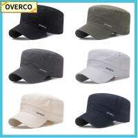 OVERCO กิจกรรมกลางแจ้งกลางแจ้ง ครีมกันแดดในช่วงฤดูร้อน หมวกกองทัพฟิชเชอร์ หมวกแก๊ปเบสบอล ปรับได้ปรับได้ หมวกกันแดดหมวก หมวกด้านบนแบน หมวกนักเรียนนายร้อย หมวกครอบกระดูก หมวกแก๊ปทหาร