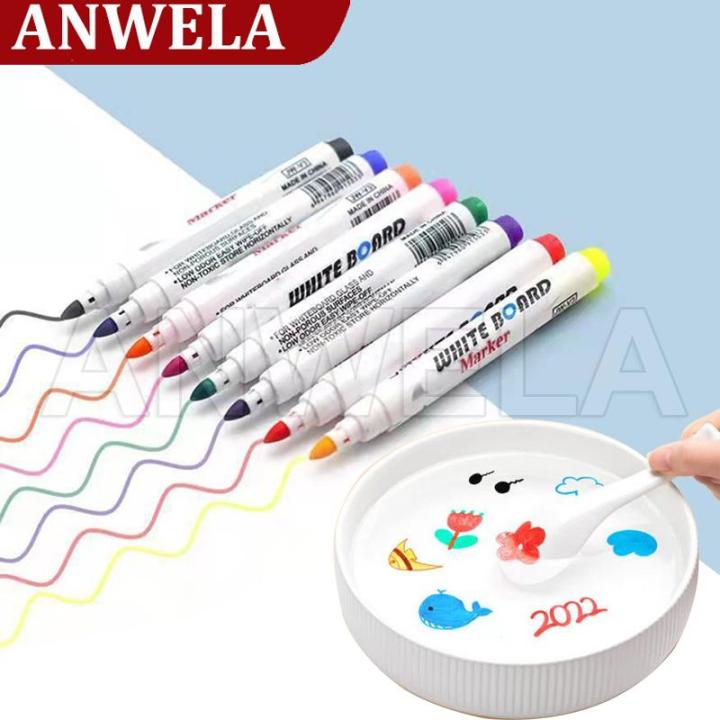 ANWELA Shop 8/12 Colors Magical Water Painting Pen Water Floating Doodle  Pens Kids Drawing Early Education Magic Whiteboard Markers