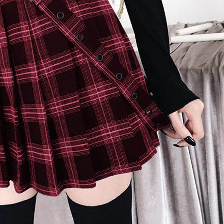 harajuku-gothic-vintage-plaid-skirts-womens-high-waist-pleated-skirt-punk-girl-short-skirt