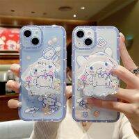 【Yellow peach flavor】Cinnamoroll Sanrio เคสเคสโทรศัพท์ตั้ง,ลายทรายไหลสำหรับ Iphone 11 12 13 14 Pro Max Mini X Xs Xr 7 8 Plus SE 2020ฝาครอบกันกระแทก