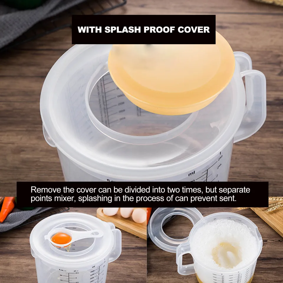 2.5L Large Capacity Plastic Baking Measuring Cup Splash-proof,Scale Mixing  Cups