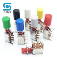 10pcs PS-22F03 Straight Angle PCB Latching Push Button No/self-locking key power Reset switches With A11 Color Button Switch Cap  Power Points  Switch