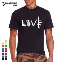 Love With Guns Men T Shirt Hand Gun Dagger Ar15 Ak47 Novelty Combination Pattern T-Shirt 16 Colors 100% Cotton Tops Tees 0153-G