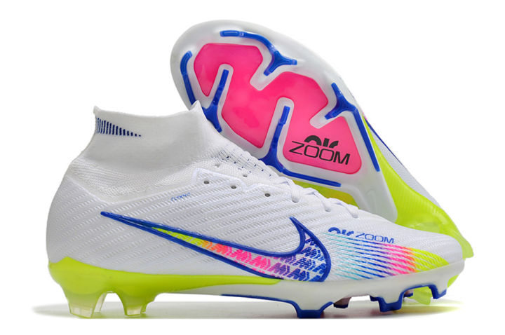 2022 New Soccer Shoes Cr7 High Top Low Top Lucent Pack Air Zoom Mercurialˉ  Full Knitted Waterproof Superfly IX Elite FG 39-45 Rainbow 