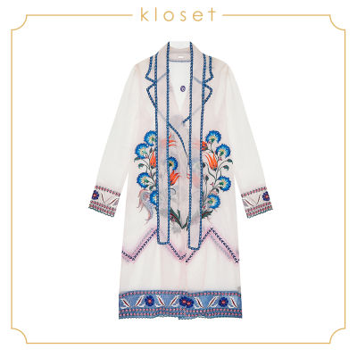 Kloset Sequin Embroidered Denim Jacket (AW18-T024) เสื้อผ้าแฟชั่น เสื้อผ้าผู้หญิง เสื้อตัวยาว เสื้อคลุม เสื้อผ้าปัก