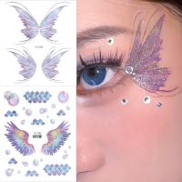 【YF】 3D Face Glitter Butterfly Tattoo Stickers Shiny Wings Temporary Waterproof Body Art Decoration