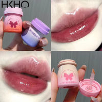 HKHO พุดดิ้งแสงน้ำกระจกลิปเคลือบริมฝีปากไม่จางแก้ว Lipstik Tahan Lama ลิปกลอส