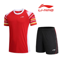 ชุดเล่นวอลเลย์บอลสำหรับผู้ชายและผู้หญิง,ใหม่2023ฤดูร้อน Li Ning แห้งเร็วระบายอากาศได้ดีเสื้อยืดลายอักษรจีนวิ่งกีฬากลางแจ้งระบายอากาศได้ดี