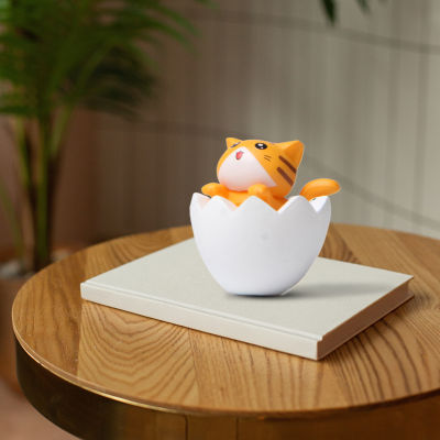 Microgood เครื่องประดับแมวน่ารักสดใส Expression ประณีตรุ่น Creative Micro Landscape สวนตุ๊กตาสะสม Eggshell Cat รูปตกแต่งรถตกแต่งแมว Figurines ประณีต