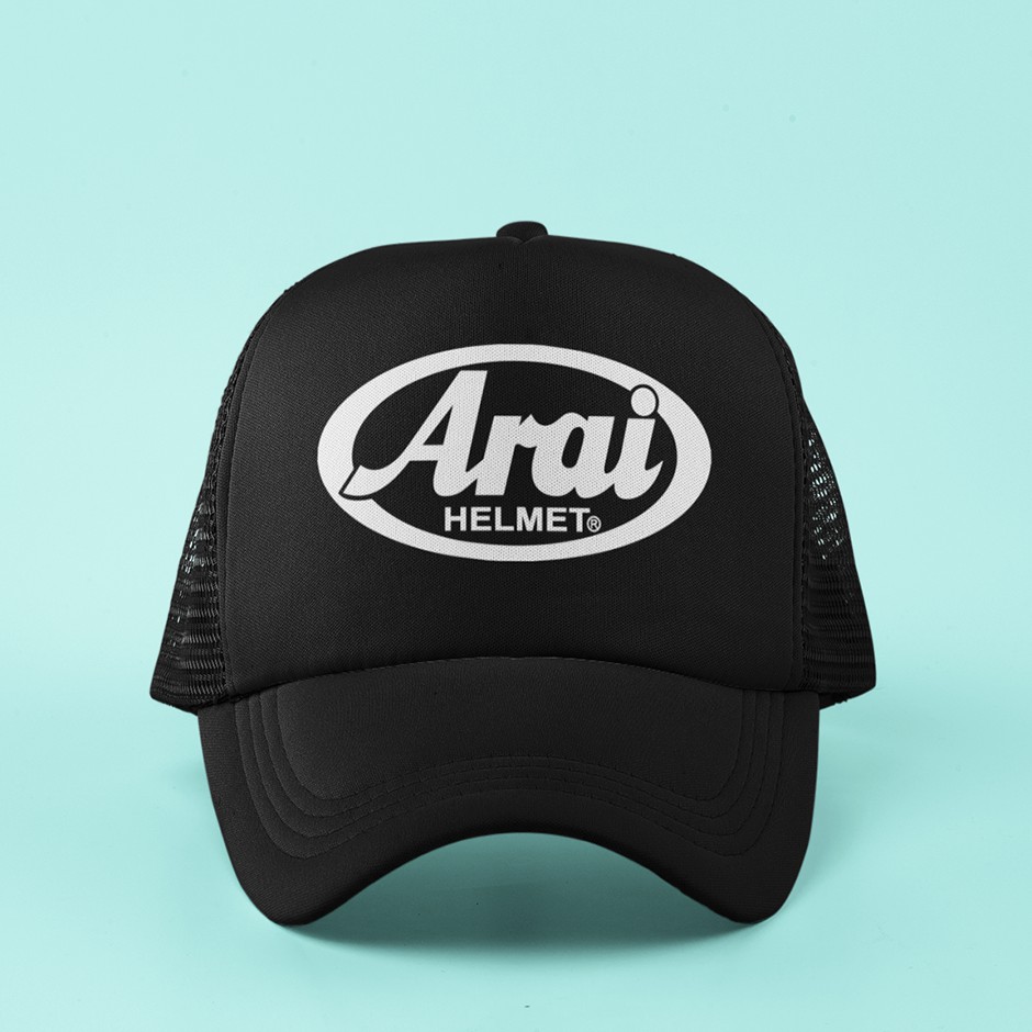 Arai-Helmet-Logo Mens Womens Mesh Back Running Trucker Caps Sports Sun Hat